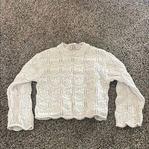 Zara crochet White Knit Sweater